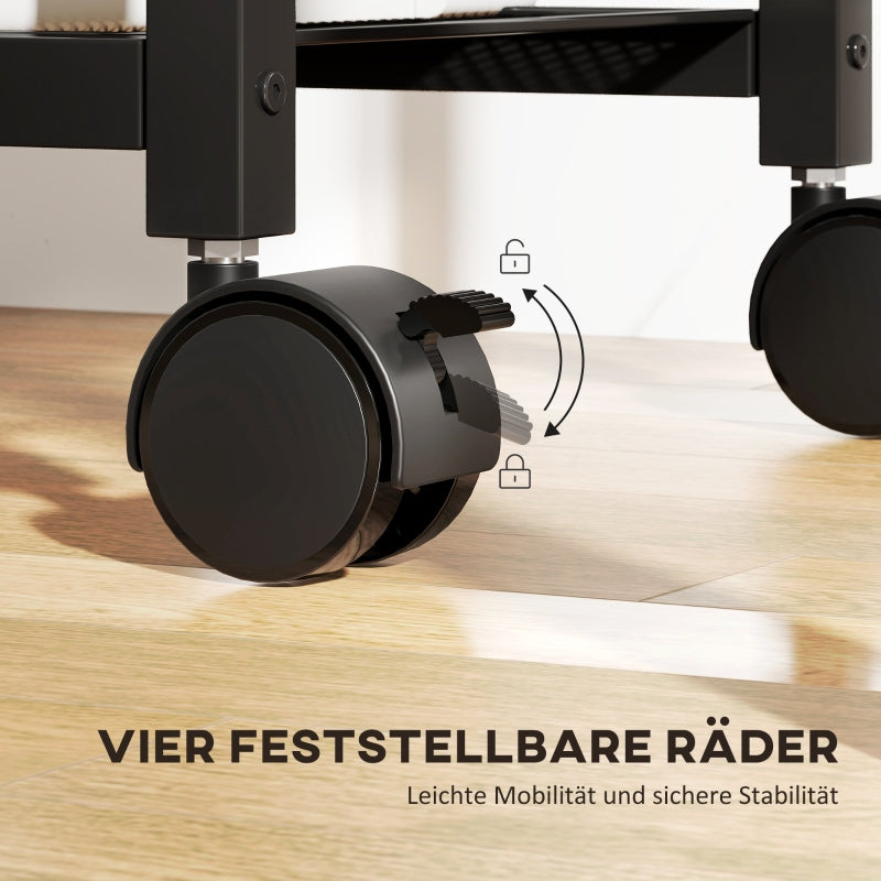 Printer Stand with Wheels Power Outlets USB & USB-C Ports - Rustic Brown