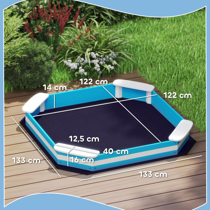 AIYAPLAY Sandpit, sandbox with 4 seats, spruce wood, blue