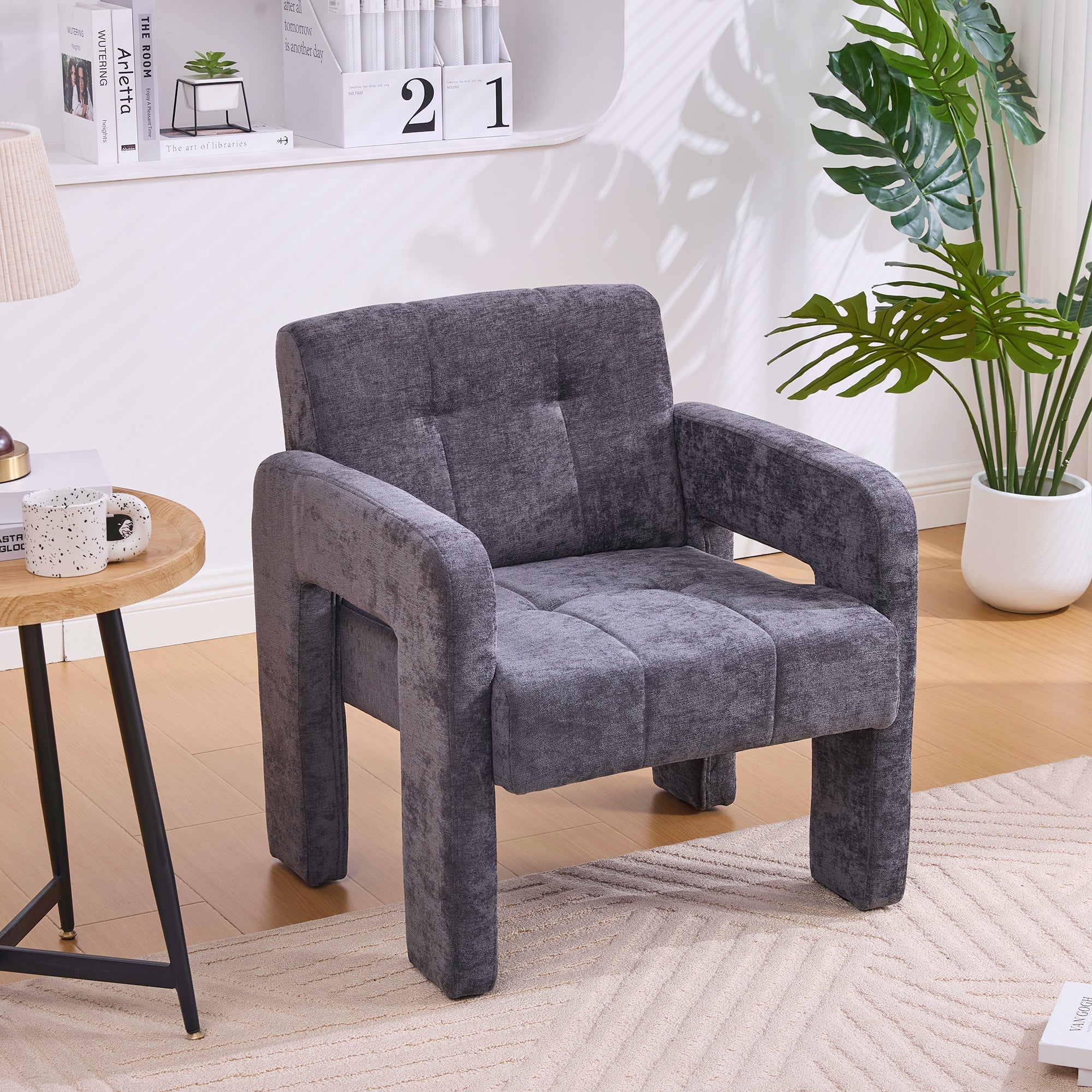 Single Armchair Modern Minimalist Padded Nordic Style - Upholstered