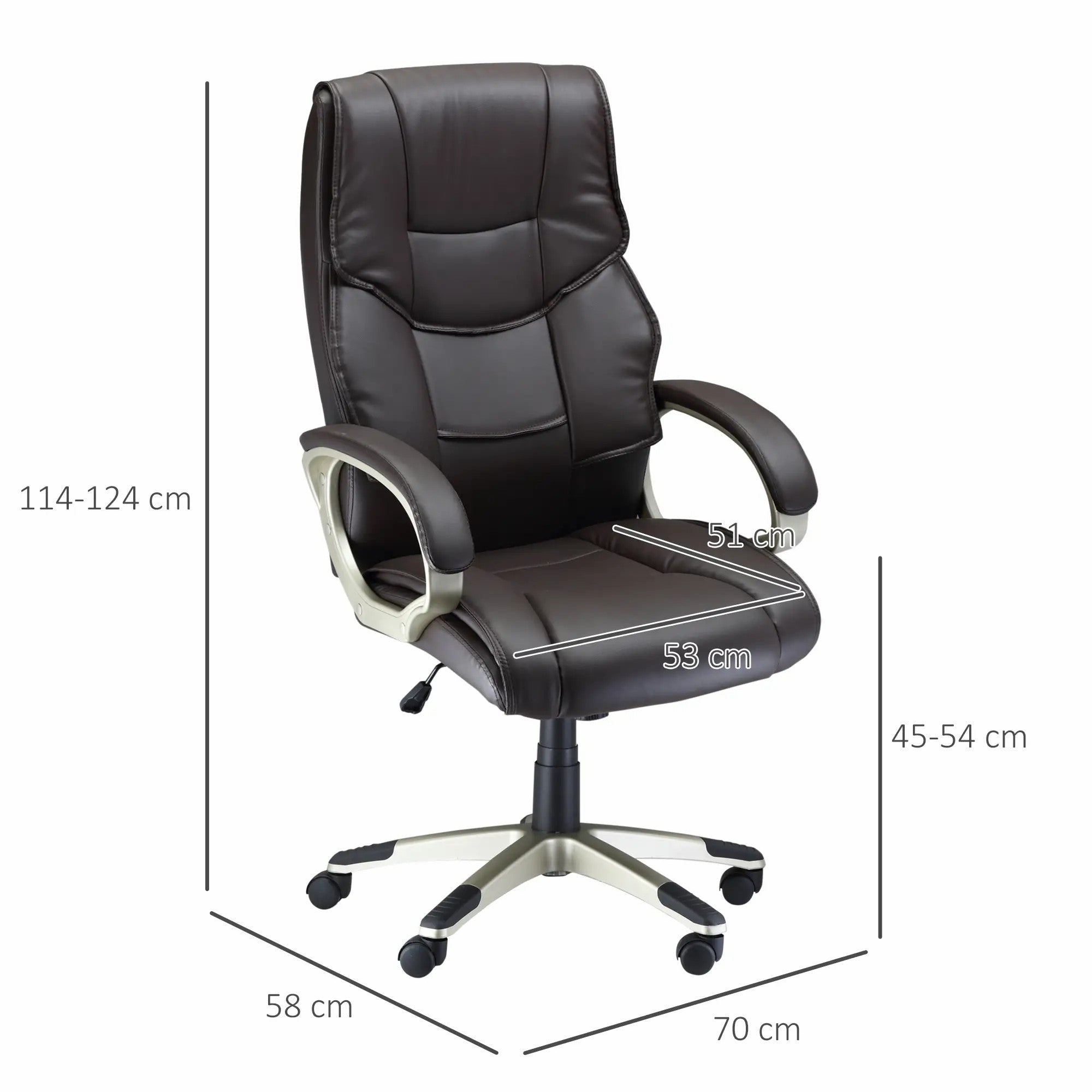 Home Office Chair High Back Adjustable Height Rocking Faux Leather Brown