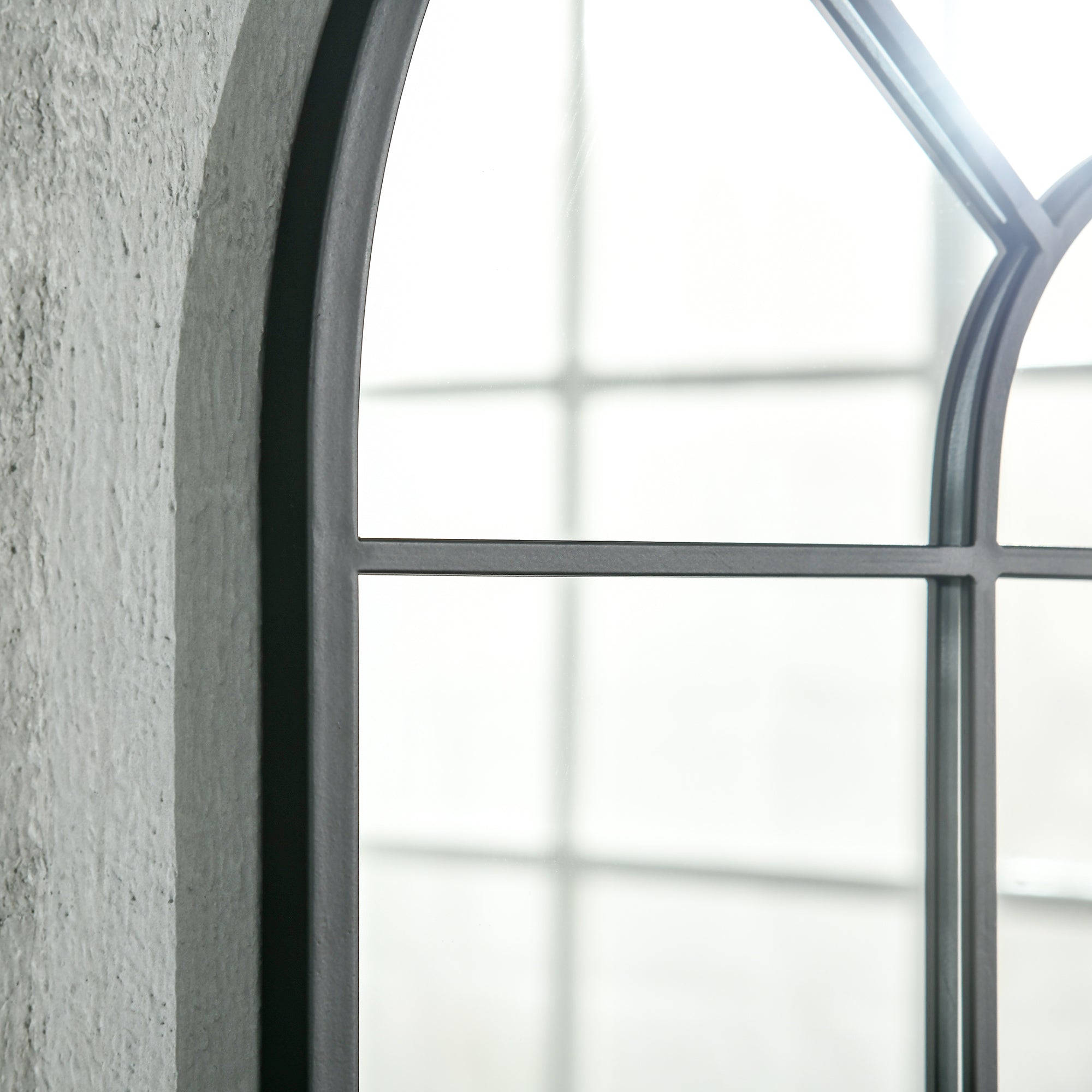Arched Wall Mirror Modern, Window Style 91 x 60 cm, Black