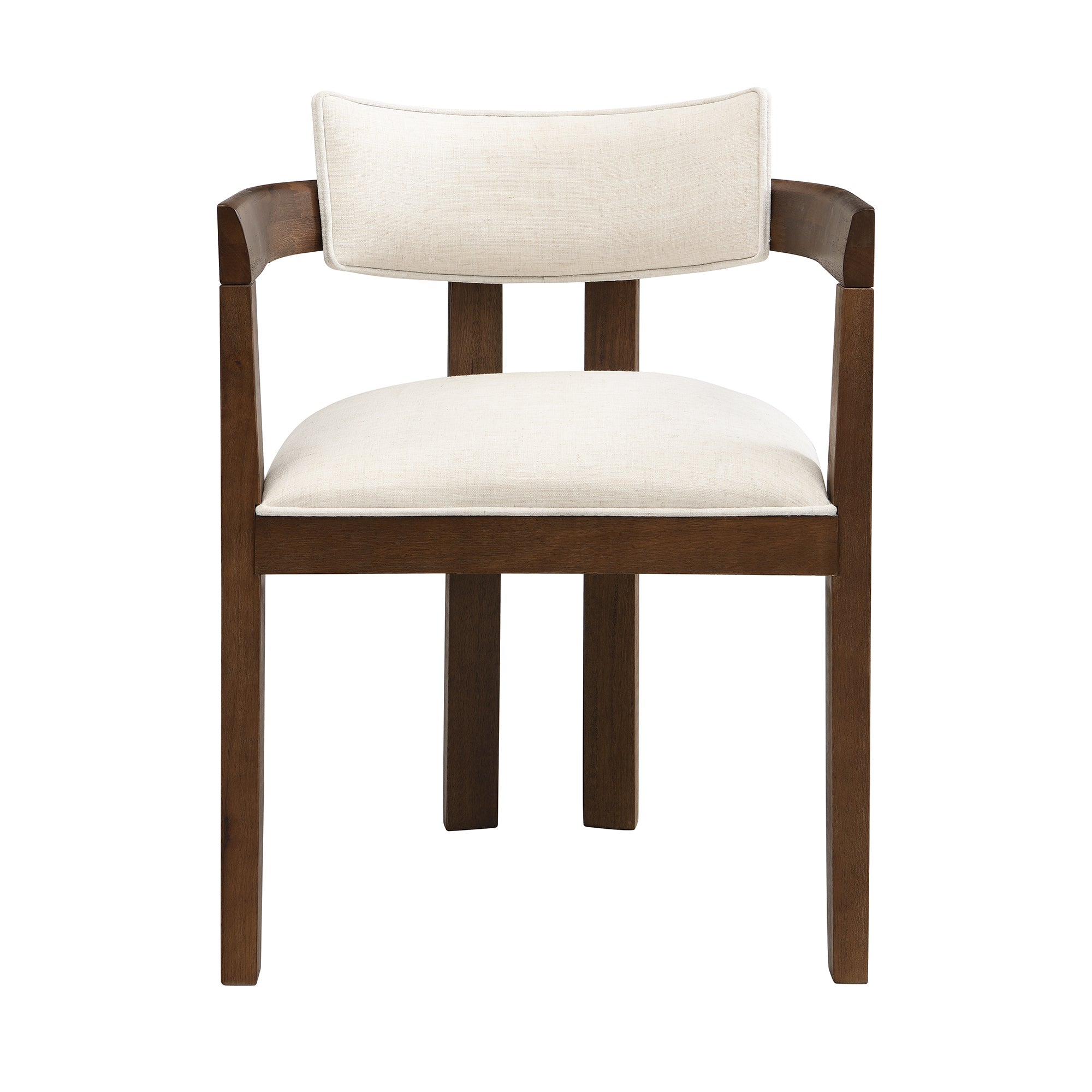 2 Solid Wood Dining Chairs Comfortable Modern Style Linen Fabric Walnut Color