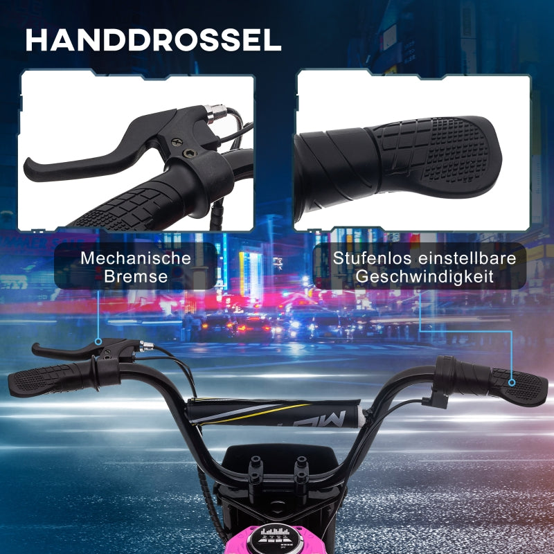 Electric Motorcycle for Kids, 24V Horn, Light, Twist-Grip Throttle, Pink
