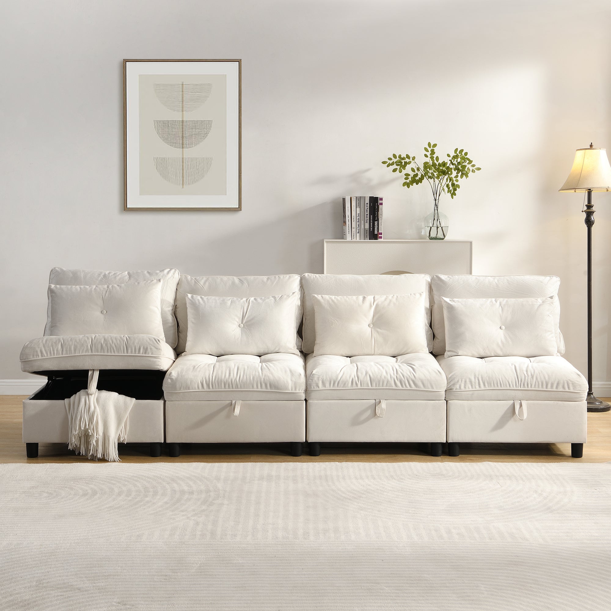 Cloud Modular Sofa 4-Seater Separable Sofa Bed Storage Chenille