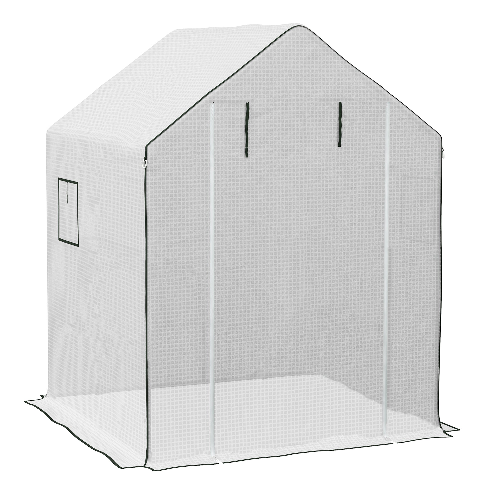 Greenhouse Cover Replacement Walk-in Roll-up Door and Windows PE, White