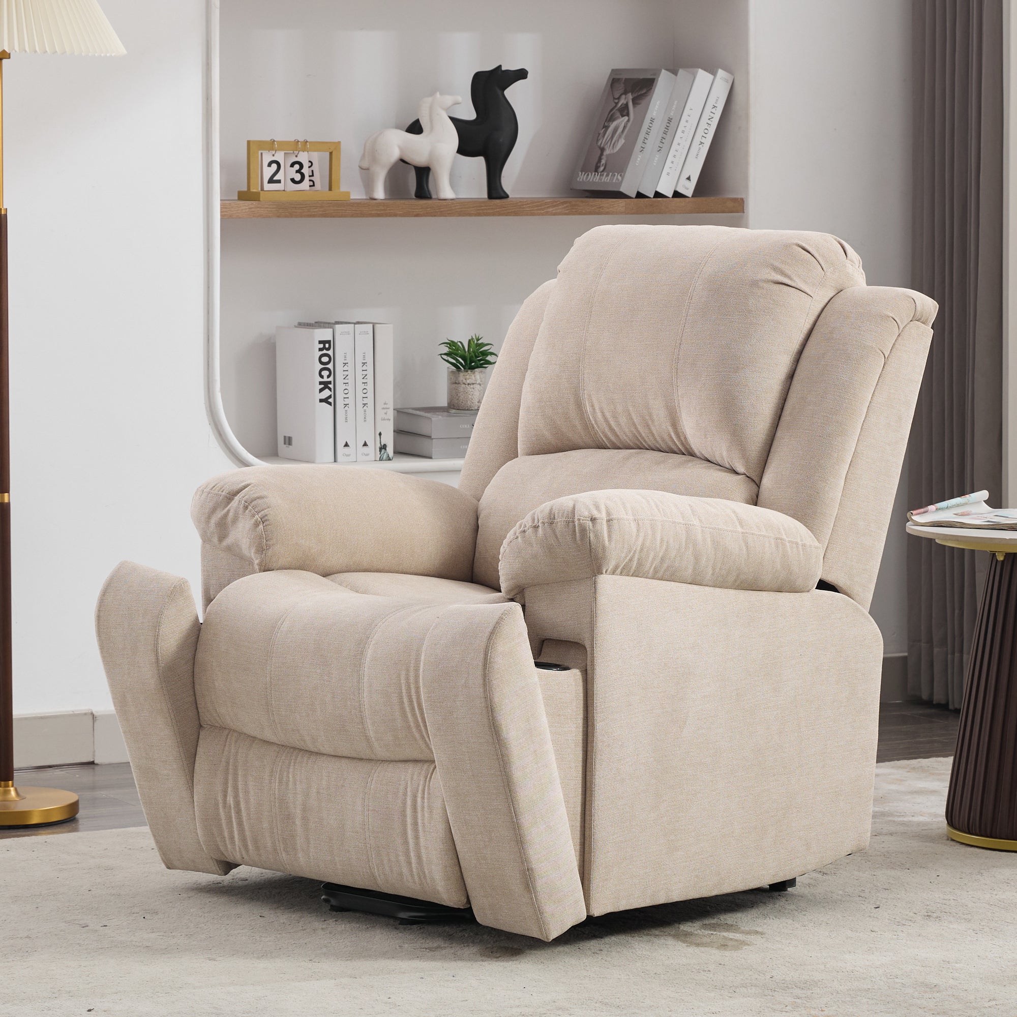 Power Massage Lift Recliner Chair with Heat & Vibration for Elderly, Heavy Duty Fabric