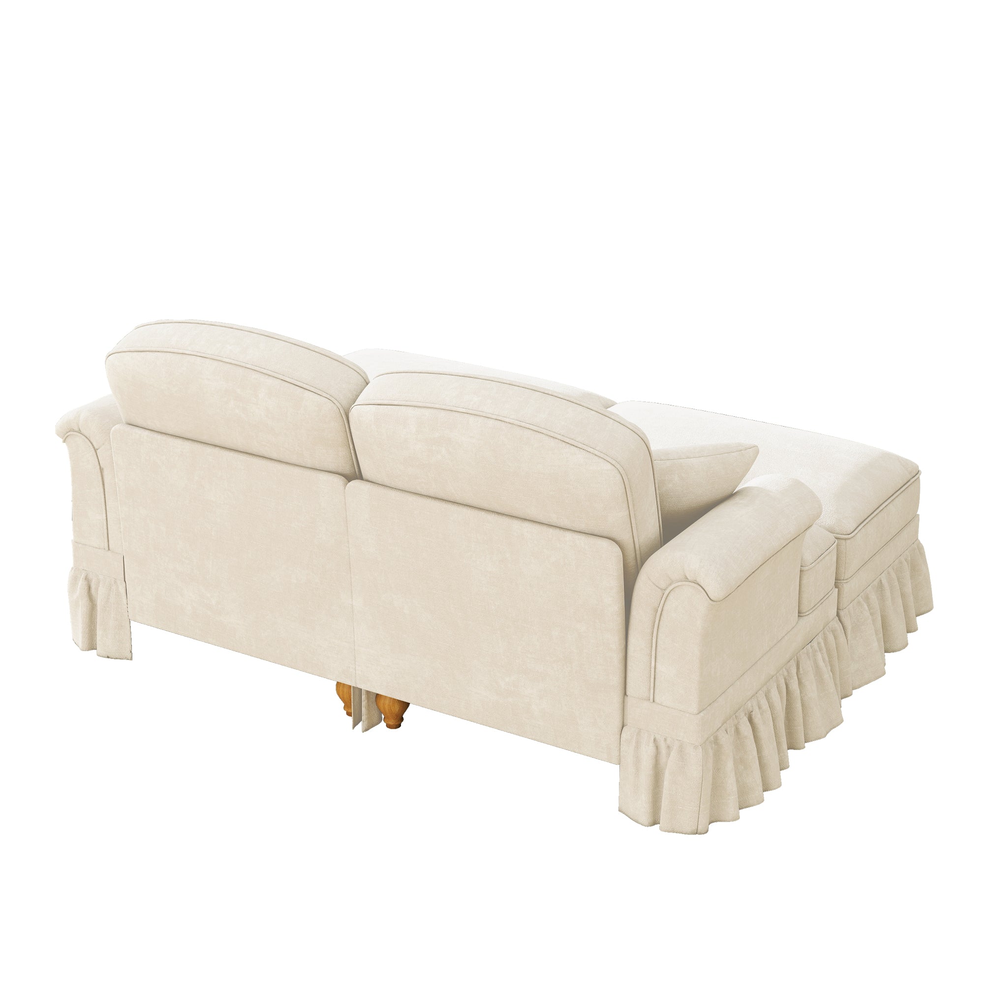 Classic Modular Sofa 2-Seater Ottoman - White Chenille