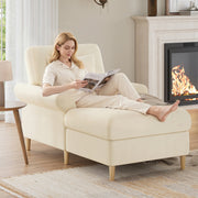 Upholstered Recliner, Folding Sleeper Chair, XXL Reading Lounge Chair, Velvet Beige