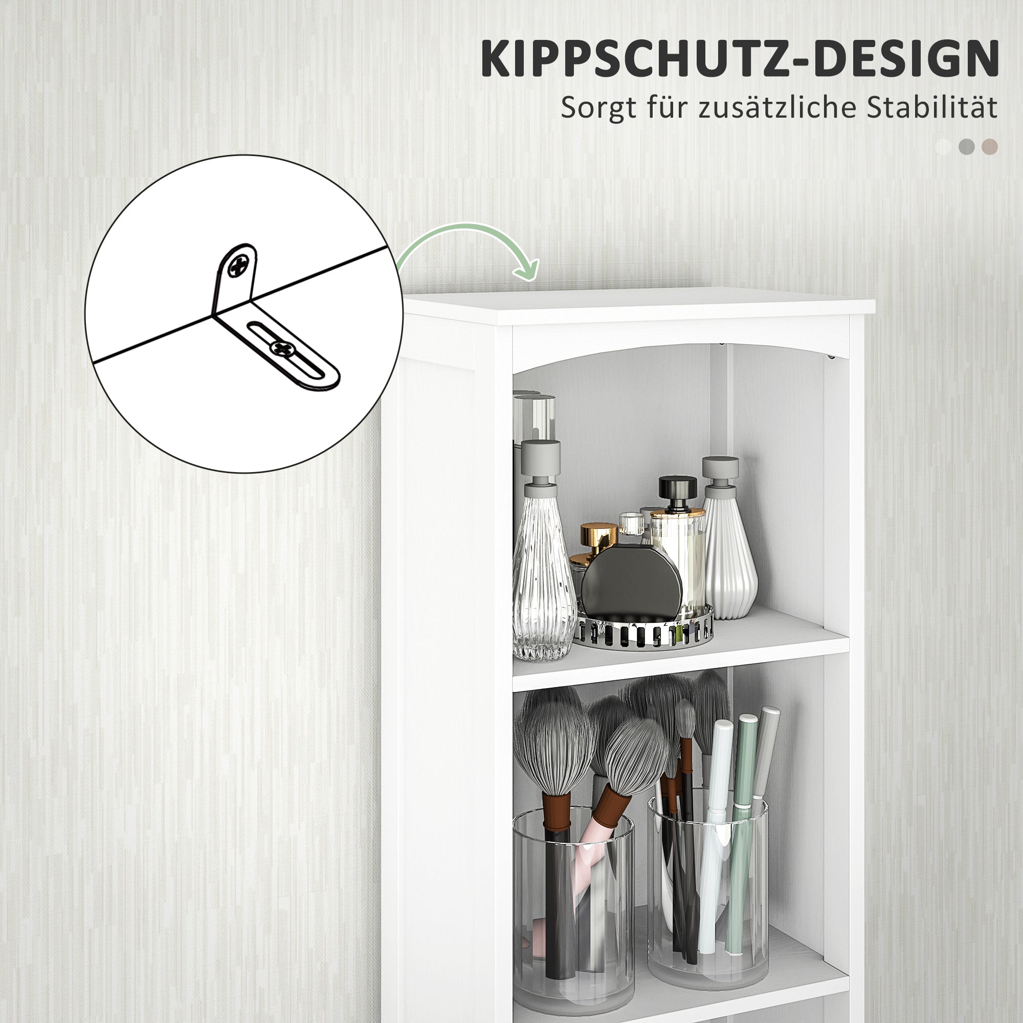 Badezimmerschrank, hoch mit 3 Ablagen, 1 Schublade, weiß