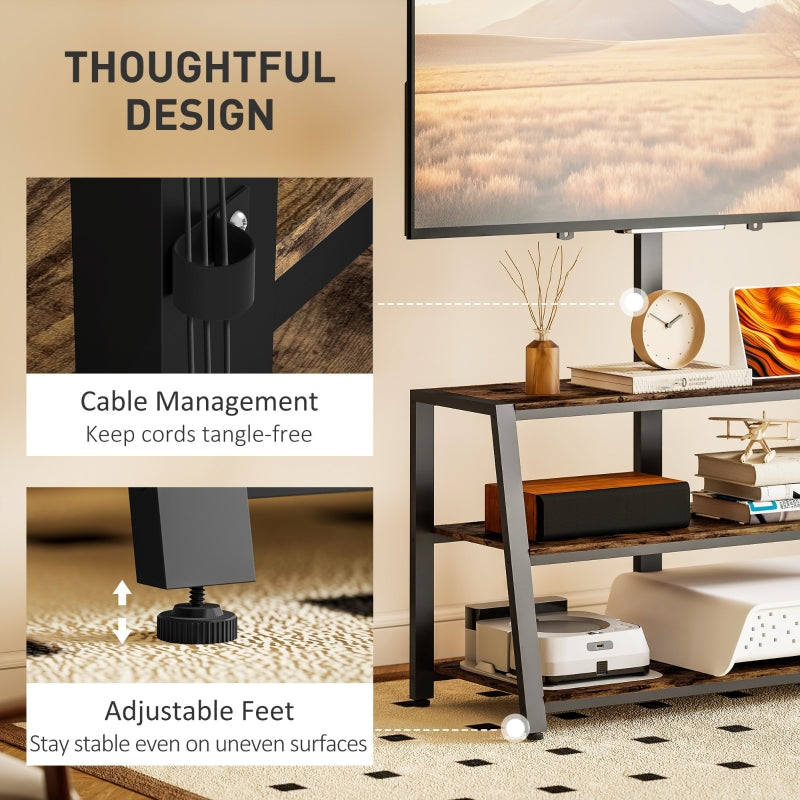 Industrial-Style TV Stand with 35° Swivel Bracket, Dark Brown