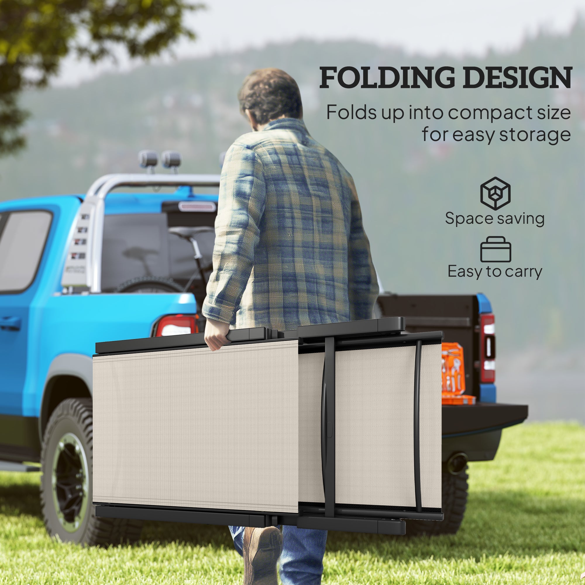 Folding Sun Lounger, 5-Position Adjustable Reclining Chair Steel Frame, Khaki