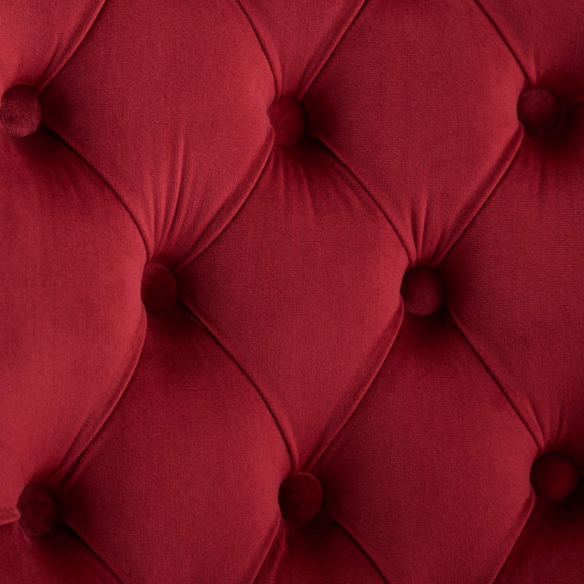 Classic Velvet Dining Chairs Tufted Solid Wood Legs Nailhead - Set of 2 Burgundy