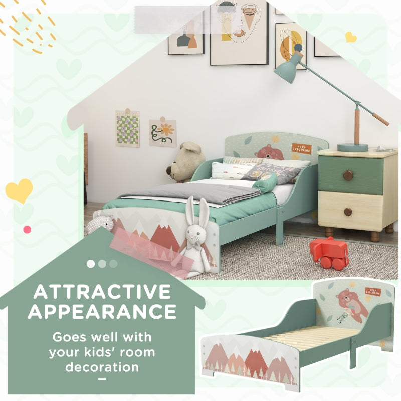 Toddler Bed Frame for Ages 3-6 Years, Green MDF