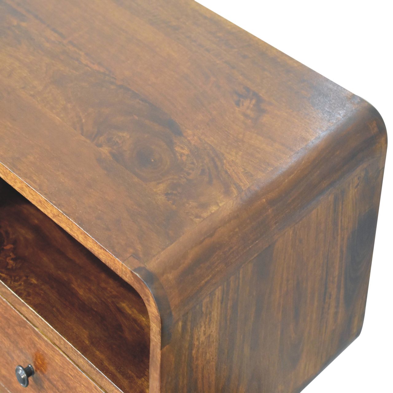 Triple Curved Console Table, Chestnut Wood