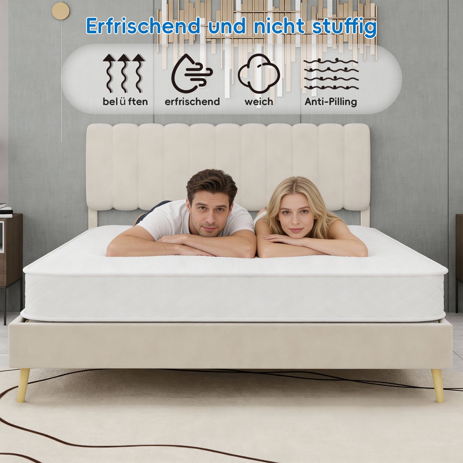3D Breathable Mattress Dual Support Back Care 140x200cm 23cm - White