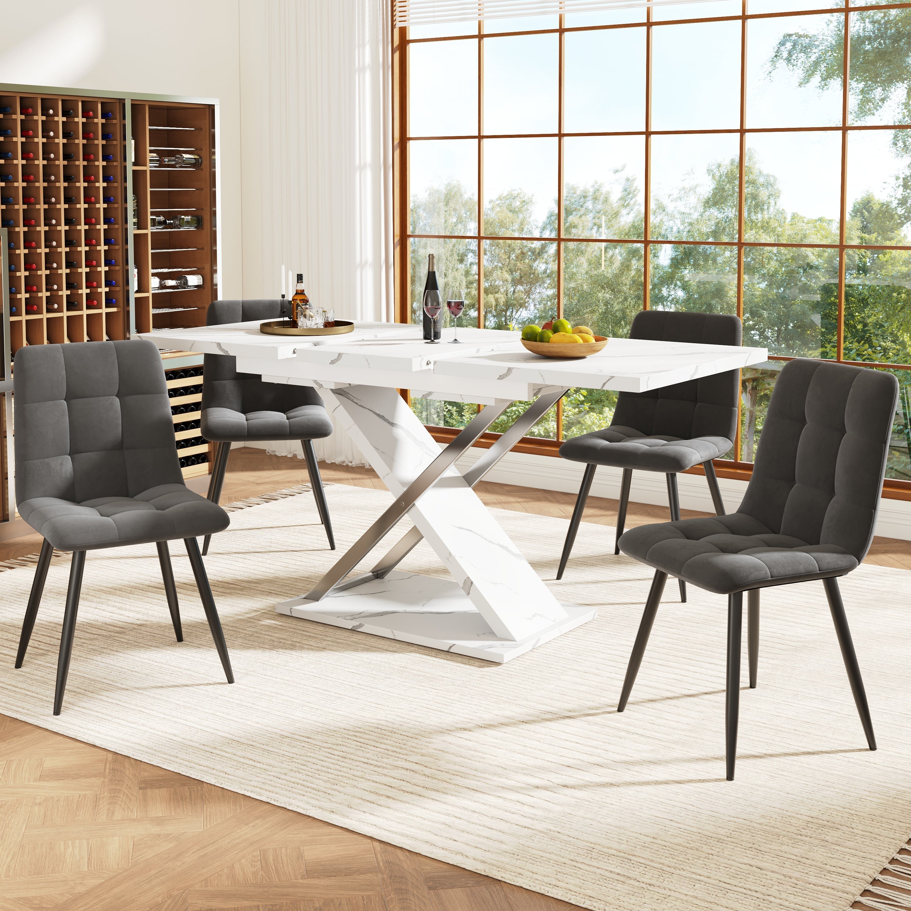 Extendable Dining Table 118–157 x 75 cm with Cross Legs, MDF