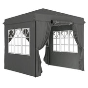 Pavilion 2.5x2.5m Pop-up Folding Water-Repellent UV 50+ 4 Side Panels Dark Grey