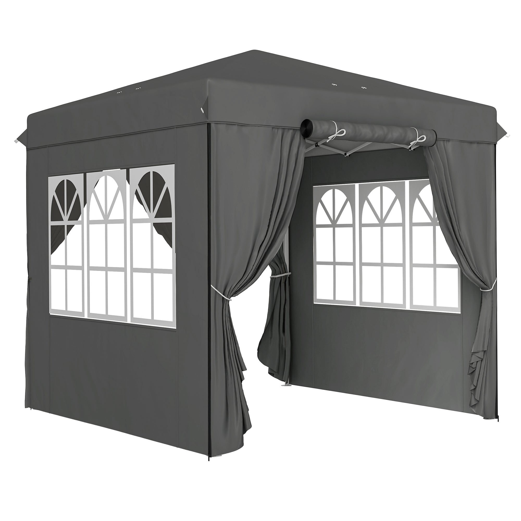 Pavilion 2.5x2.5m Pop-up Folding Water-Repellent UV 50+ 4 Side Panels Dark Grey