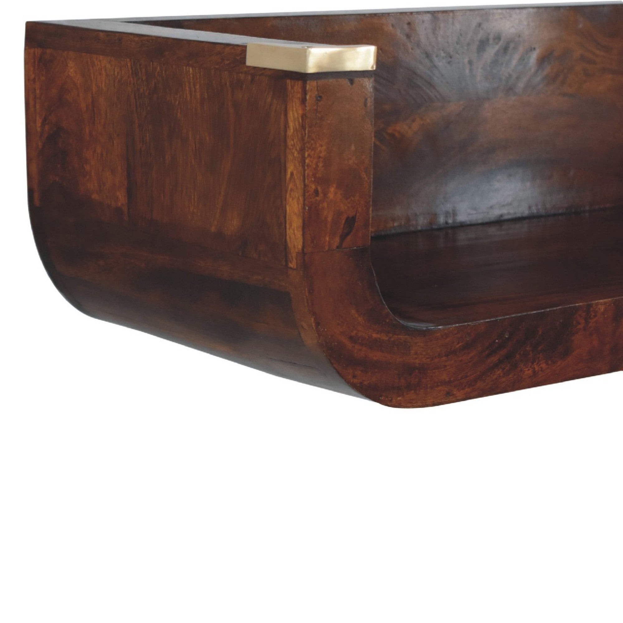 Solid Wood Indira Floating Console Open Slot Dark Brown