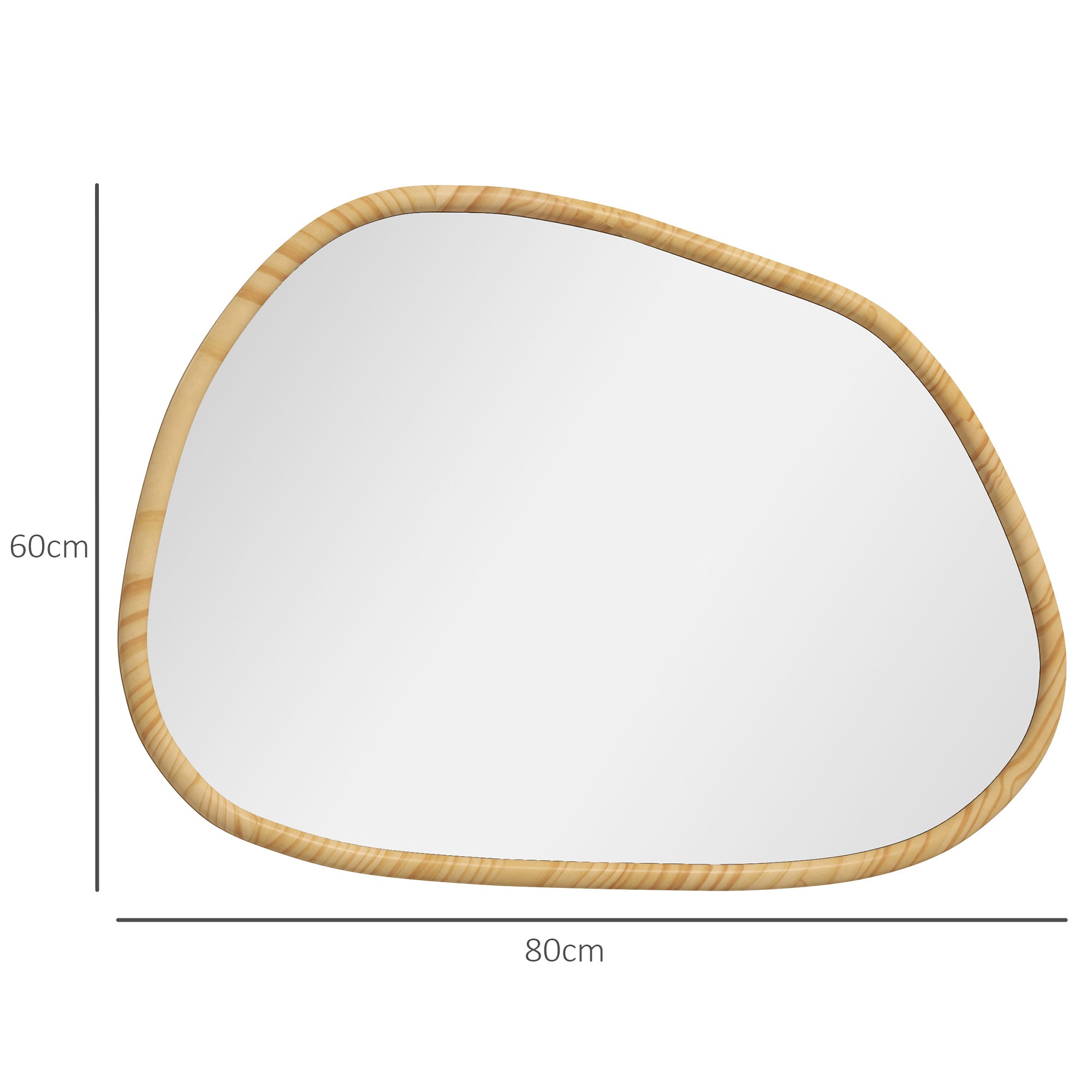 Wall Mirror Asymmetrical, Bathroom Living Room Hallway Bedroom, Wooden