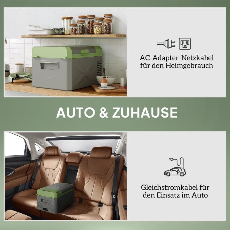 Compressor Cooler Box 16.3L Electric Mini Fridge 12/220V, Grey+Green