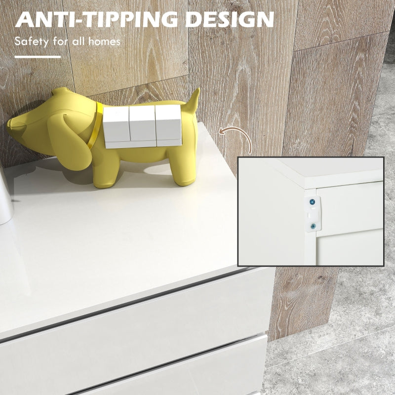 High Gloss Chest of Drawers, 4-Drawer Storage Cabinets Modern Dresser, White