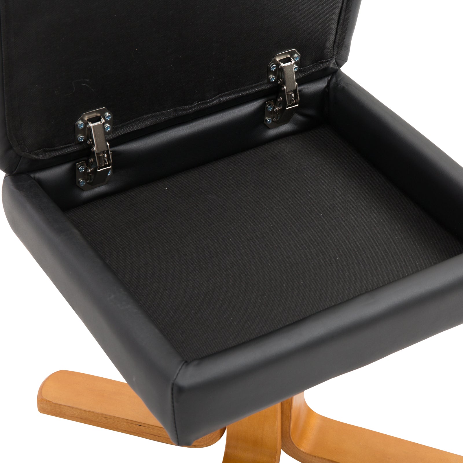 Reclining Armchair with Footstool, 360° Swivel TV Armchair, PU Leather Black
