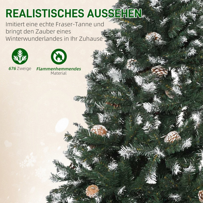 Artificial Christmas Tree, Snowy Tips, Fireproof, 150 cm