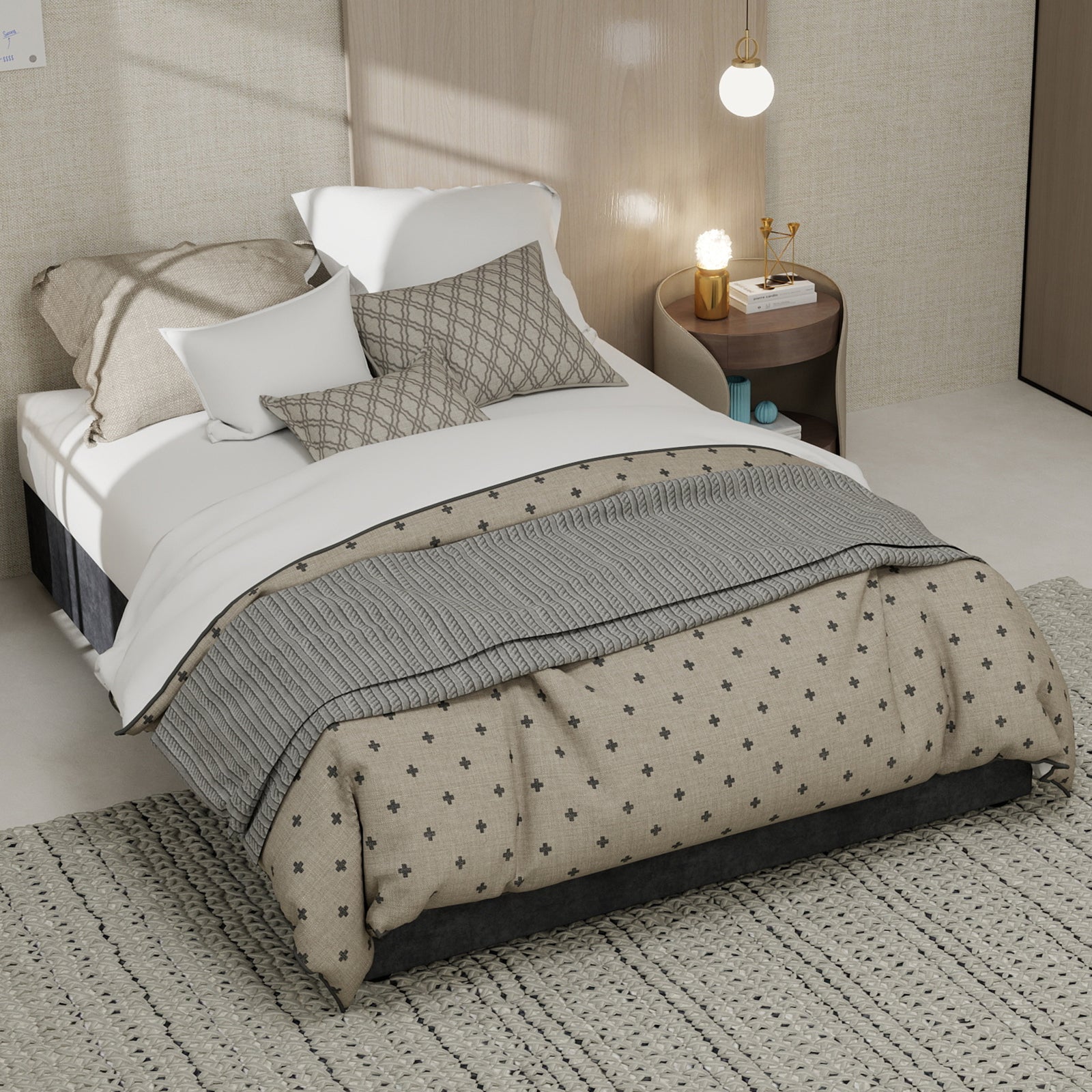 Bed Frame 140x200cm with Gas Lift - Dutch Velvet Grey