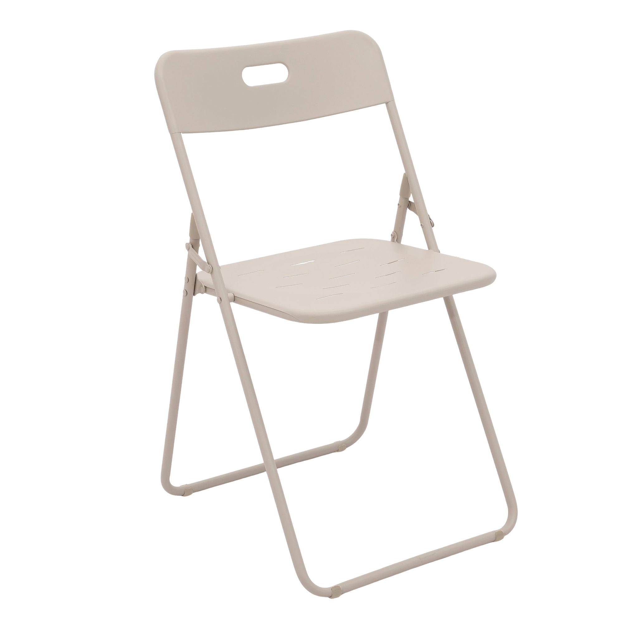 Outdoor 3-Piece Foldable Bistro Set, Weather-Resistant Patio Conversation Set with 2 Chairs and 1 Table, Beige Metal