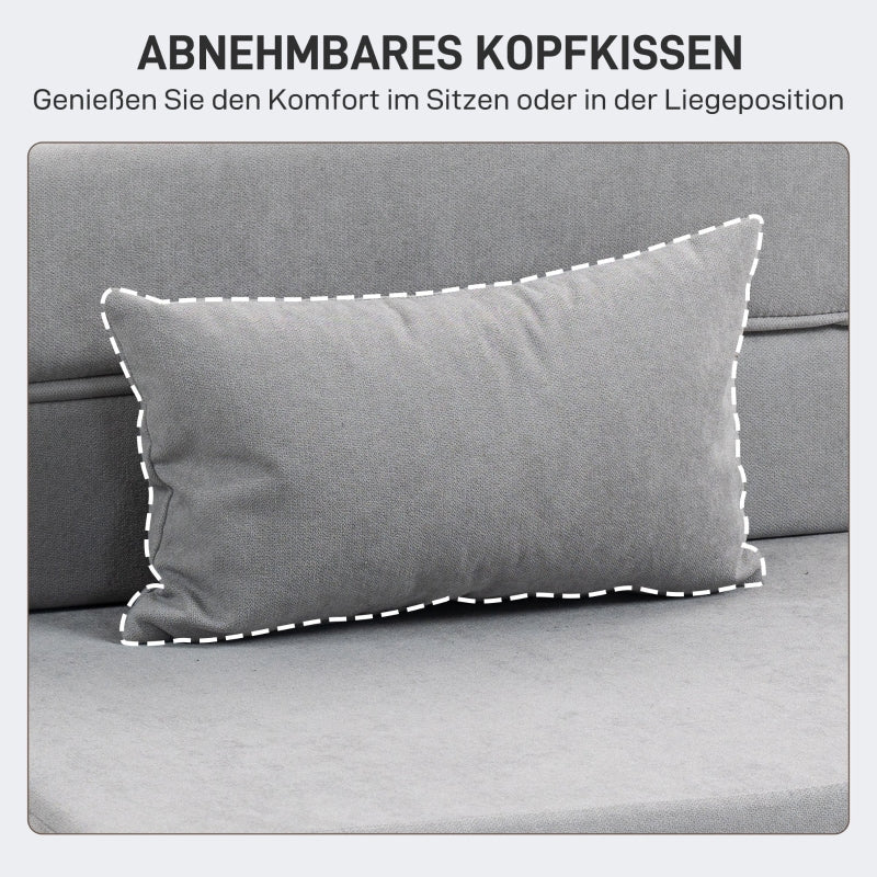 Floor Sofa Upholstered Couch Convertible Mattress Foam Light Grey
