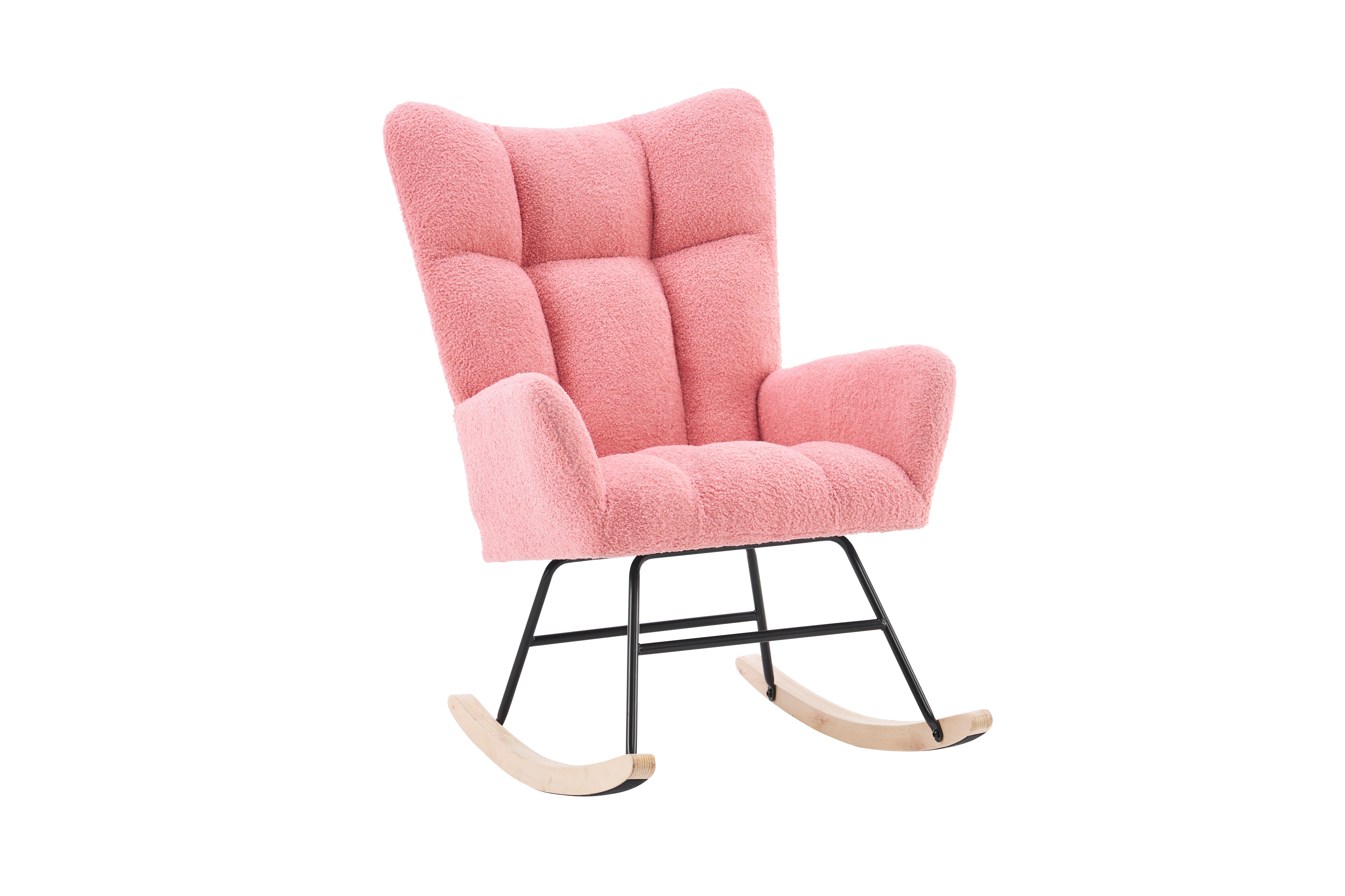 Rocking Chair Modern High Back Armrests - Pink