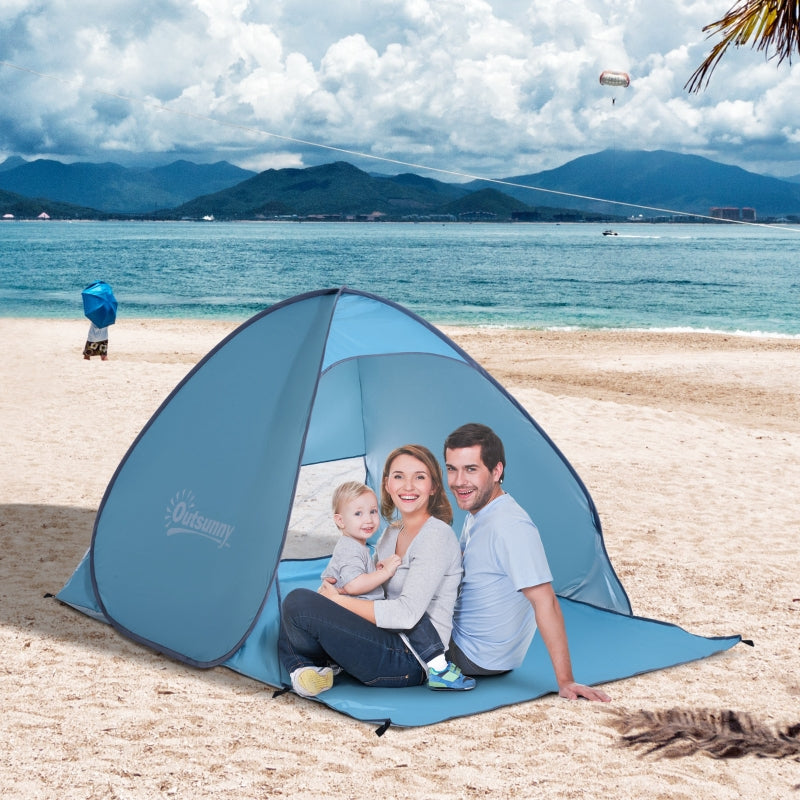 Pop-up Beach Tent UV 30+ Protection for 2-3 Person, Blue