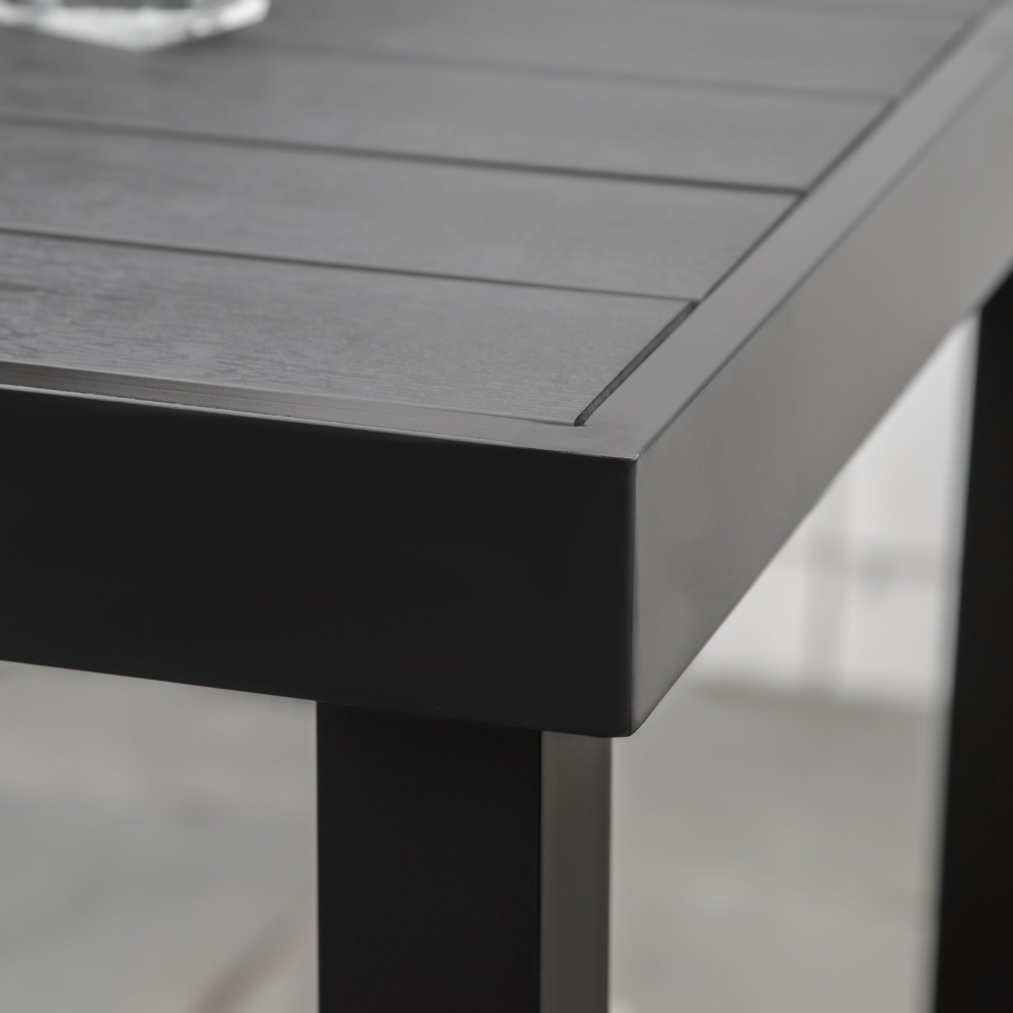 Garden Table Compact Dining 4-Person 80x80x74cm Aluminum & Plastic, Black