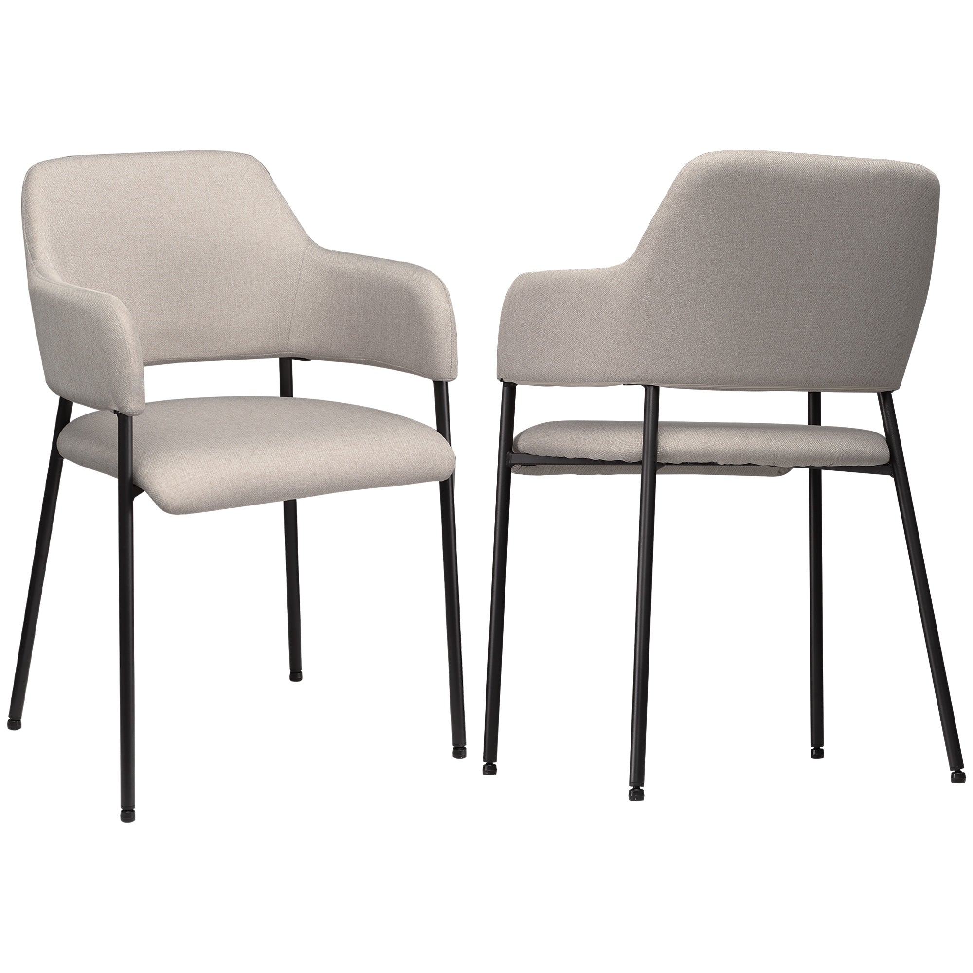 Esszimmerstühle 2er-Set, gepolstert, Stahlbeine, Beige