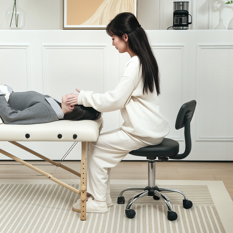 Salon Stool 360° Swivel Seat Black