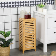 Bathroom Cabinet/Side Cabinet Slatted Door 2 Compartments Storage, Natural
