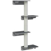 Wall-Mounted Cat Scratching Post with Climbing Wall, Wood in Light Grey Beige