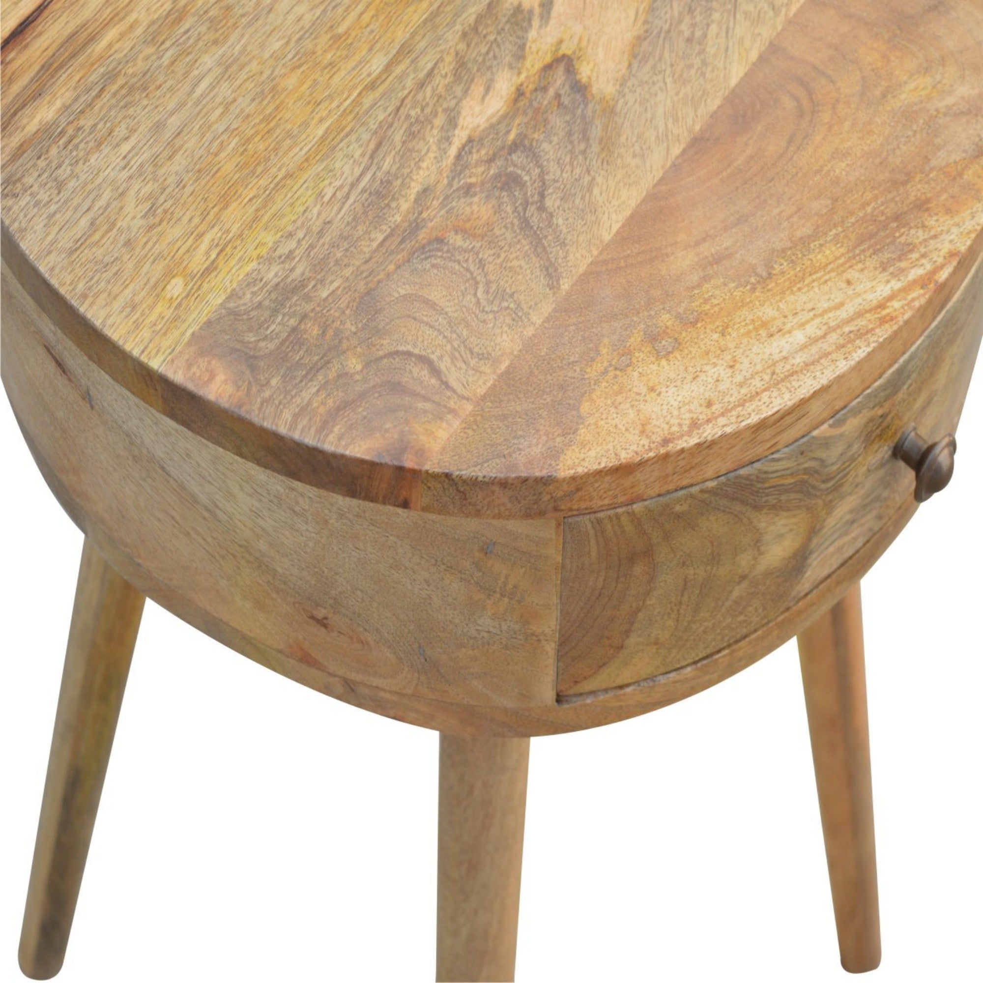 Solid Wood Bedside, Circular Shaped 1 Drawer, Nordic