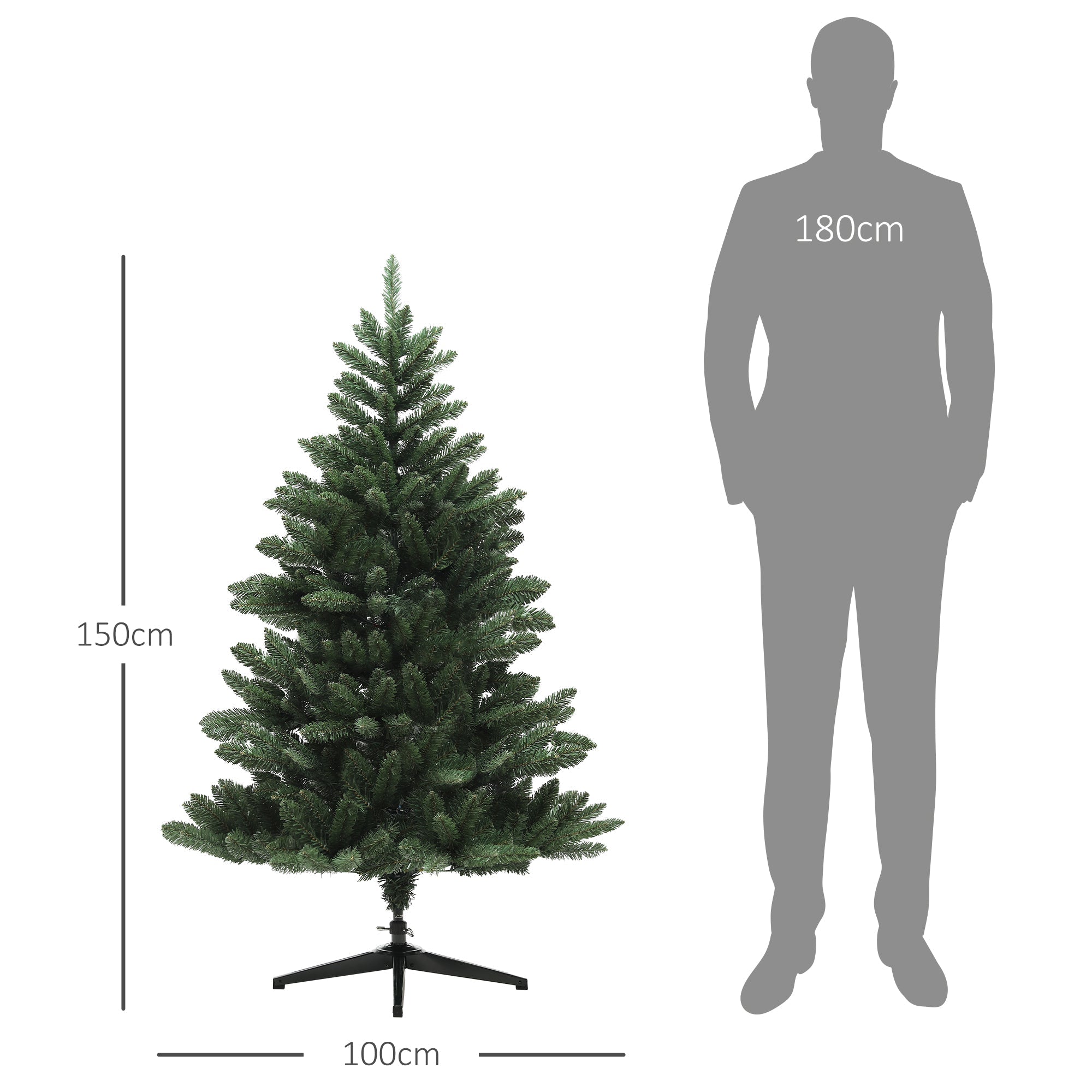 Artificial Christmas Tree, 150 cm 565 Tips Foldable, Green