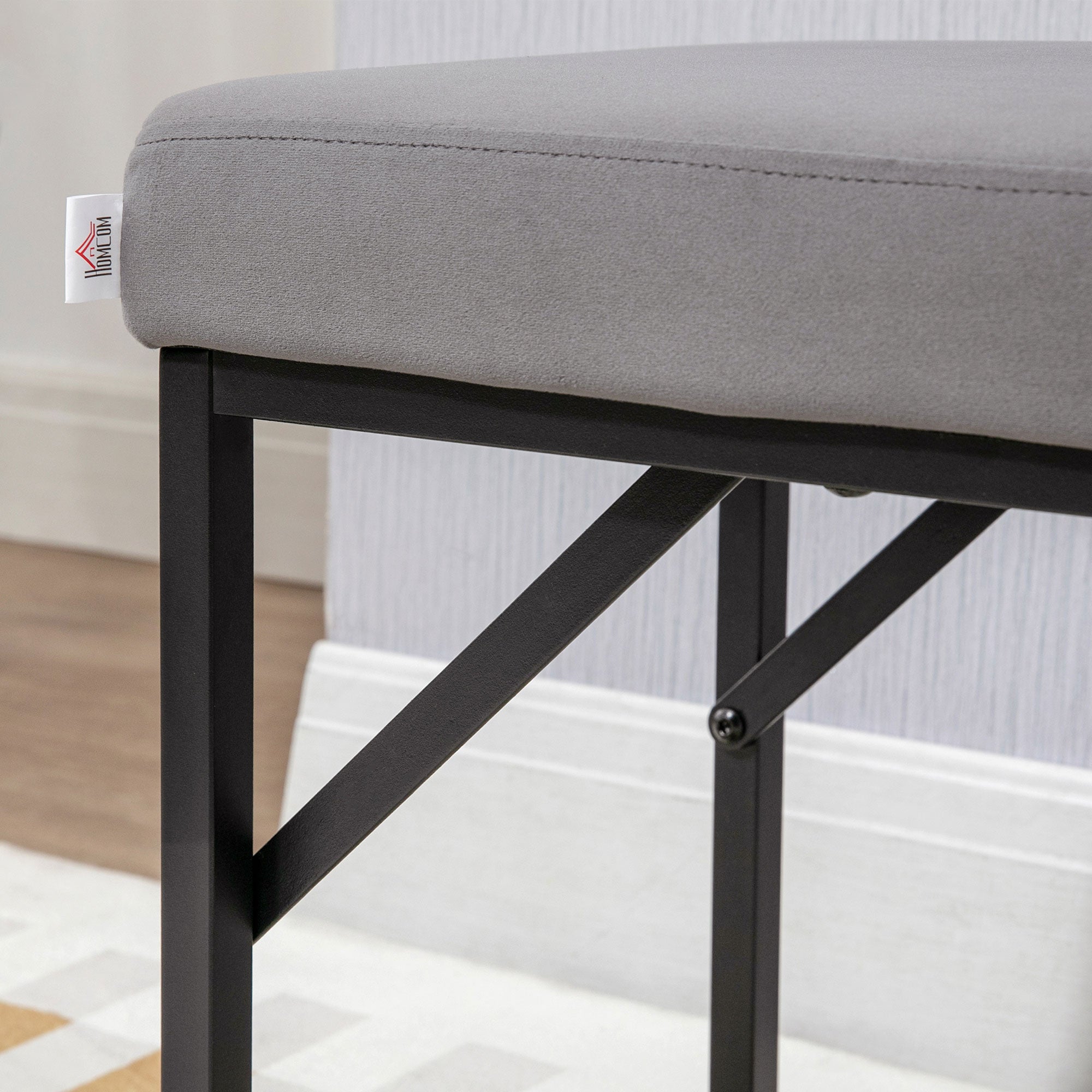 Upholstered Bench Bed/Dressing/Hallway Bench for Living Room & Bedroom, Velvet Look Dark Grey