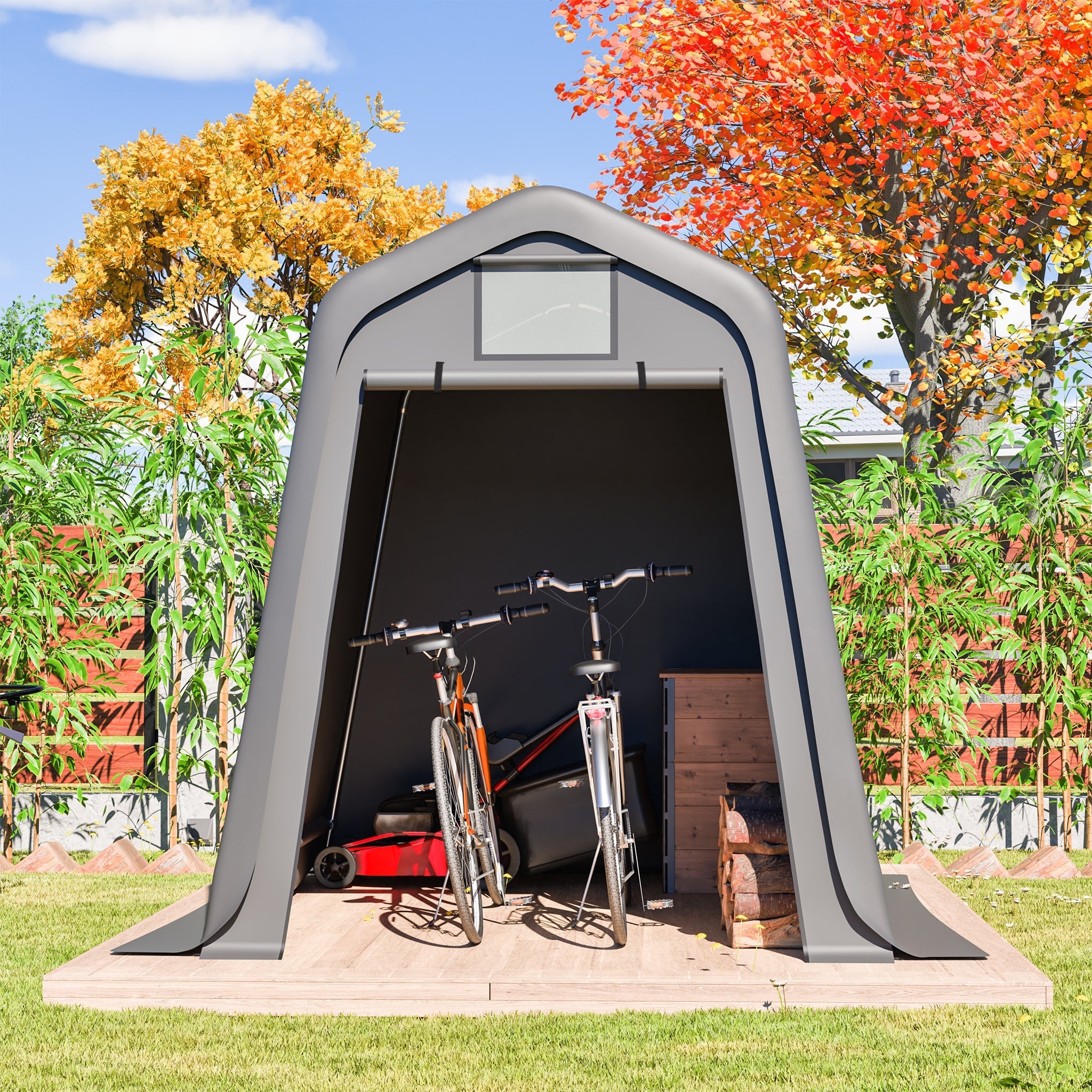 Storage Shed 245x183x217cm Waterproof PE Roll Blinds - Grey