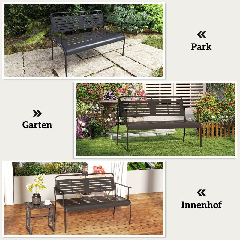 2-Seater Garden Bench, Water-Repellent, 240kg Load, Black