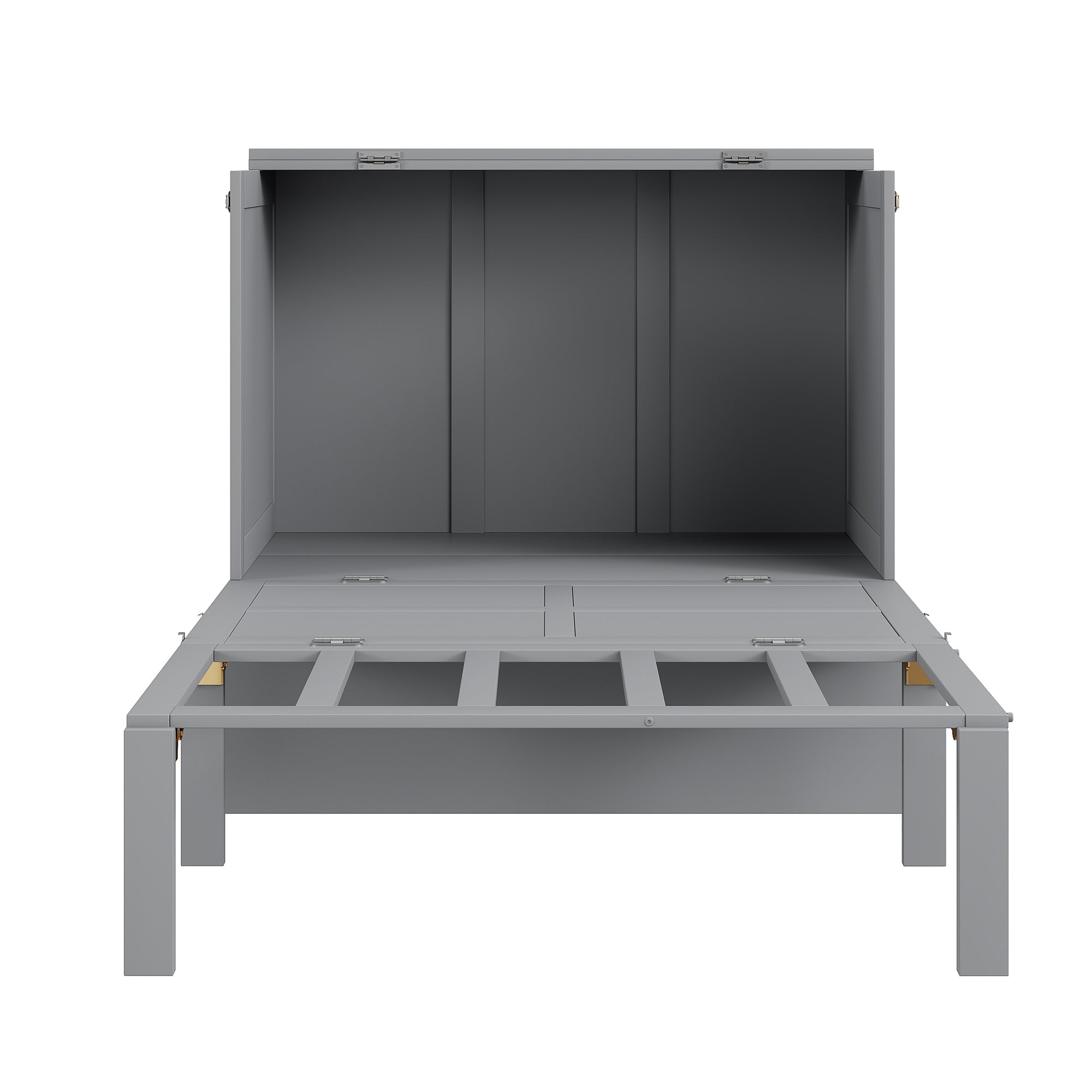 Wall Bed, 90x200 cm, Slatted Frame, Grey