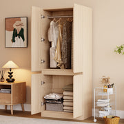 Wardrobe Double Door Large Storage 70x40x170cm Wood Color
