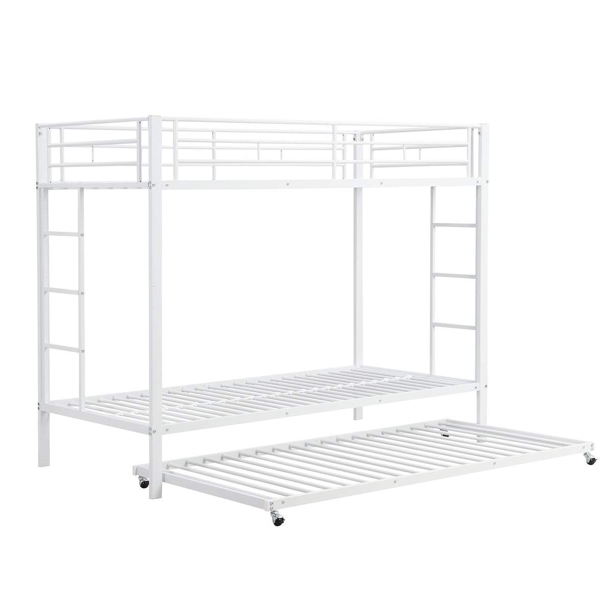 Bunk Bed 90x200cm Pull-out Bed High Railings - White