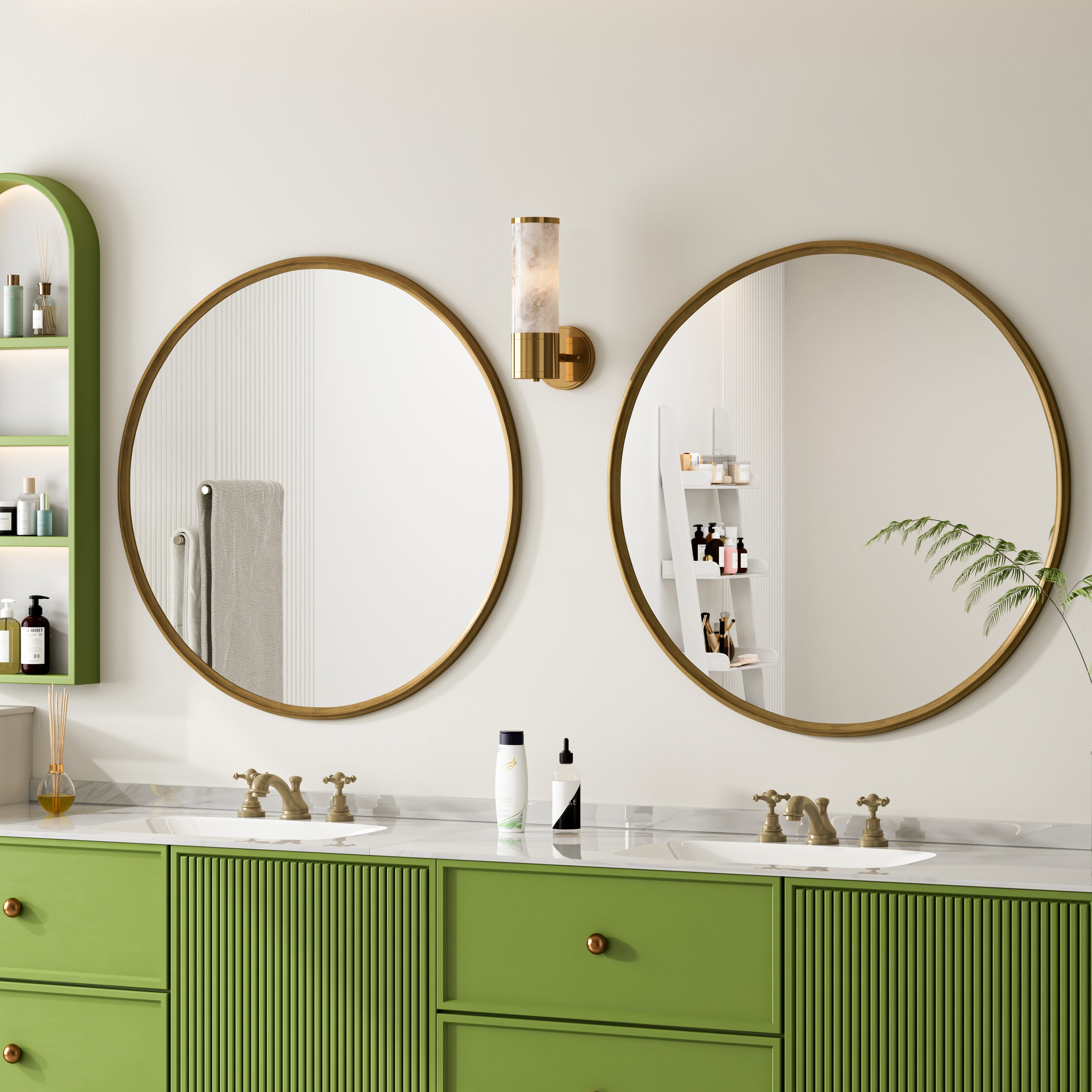 Round Mirror, 80CM Metal Frame, Bronze