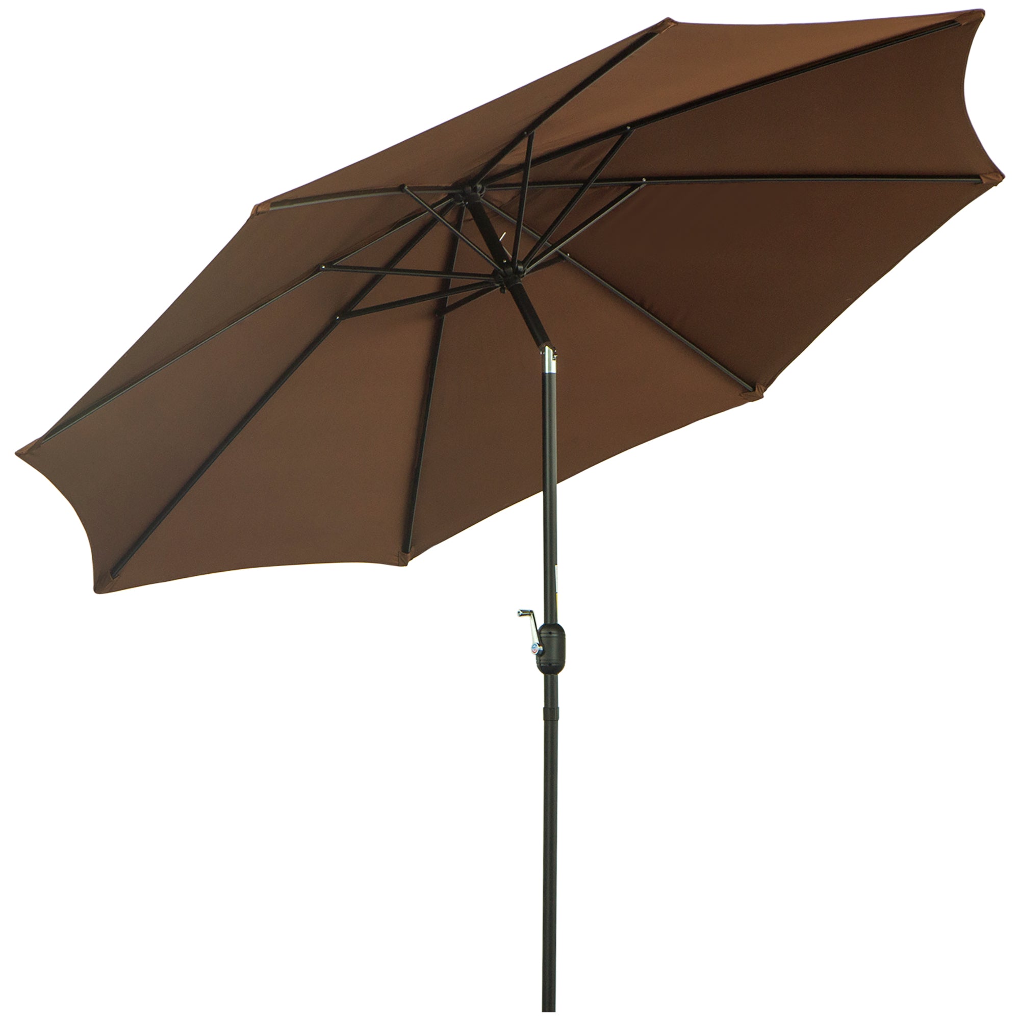 Parasol with Hand Crank, Tilting Market Umbrella, Stable, Brown Polyester