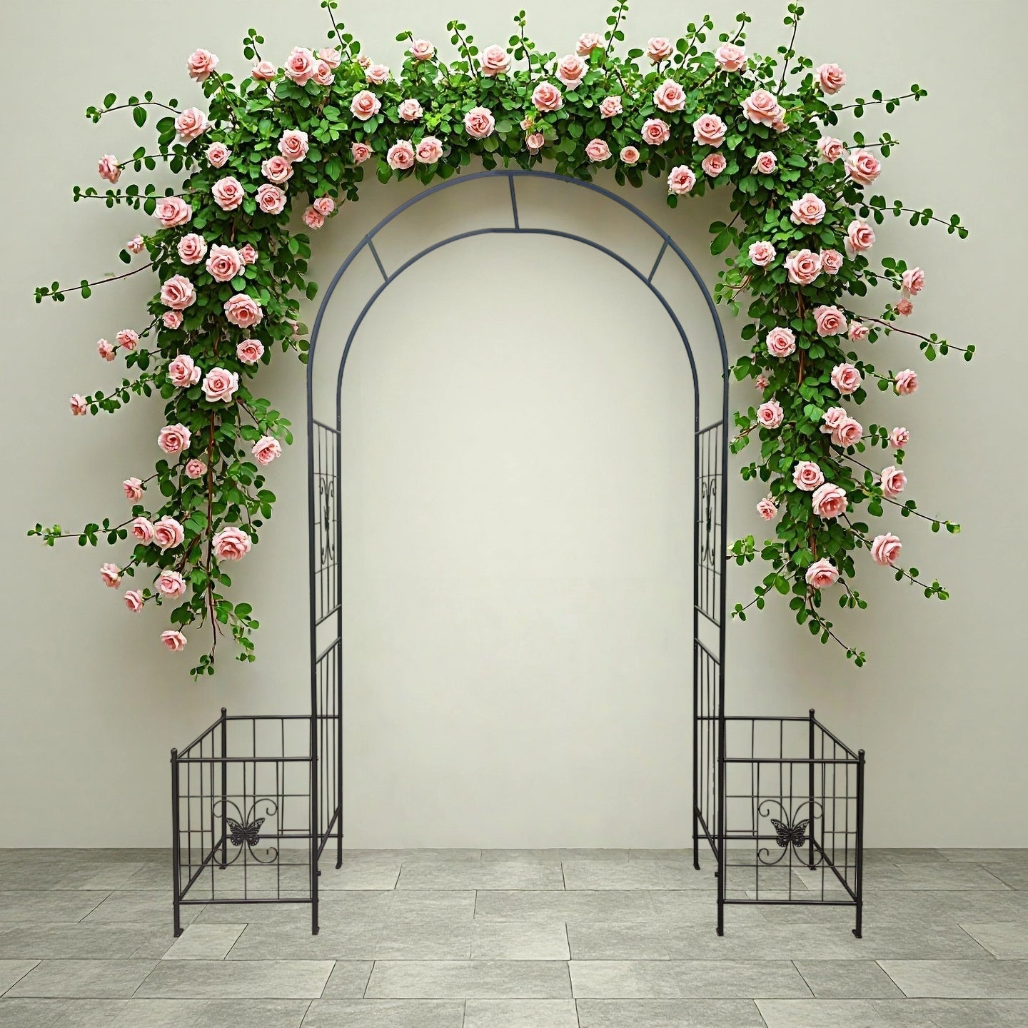 Garden Arch Arbor Trellis for Climbing Plants Outdoor Wedding Arch, Black Metal