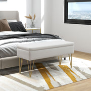 Upholstered Bench, Storage Steel Legs, Cream